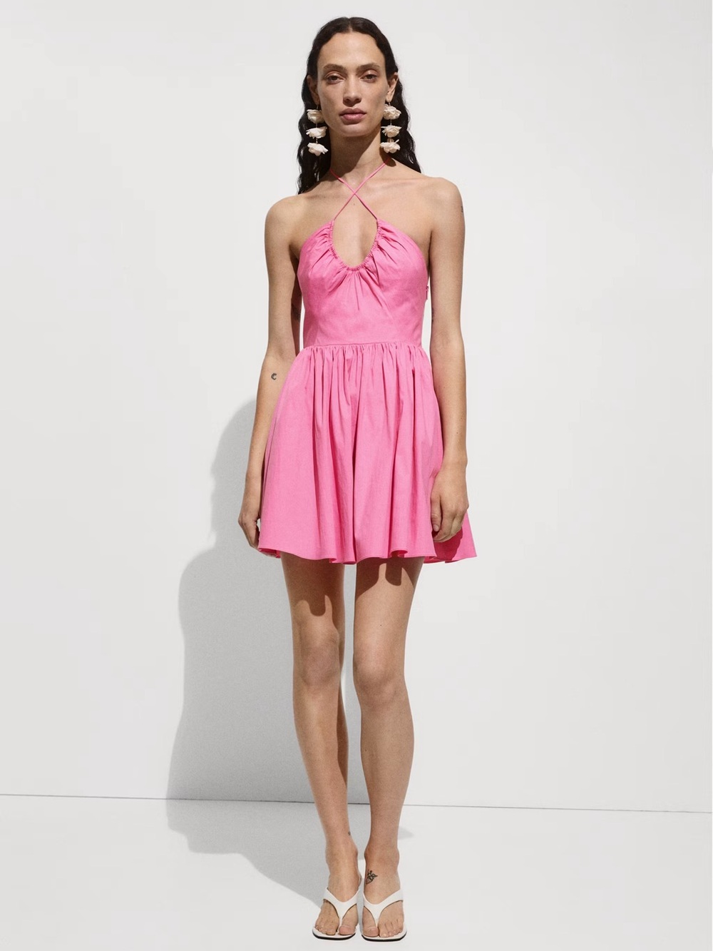 Mango Bright Pink Halter Mini Dress